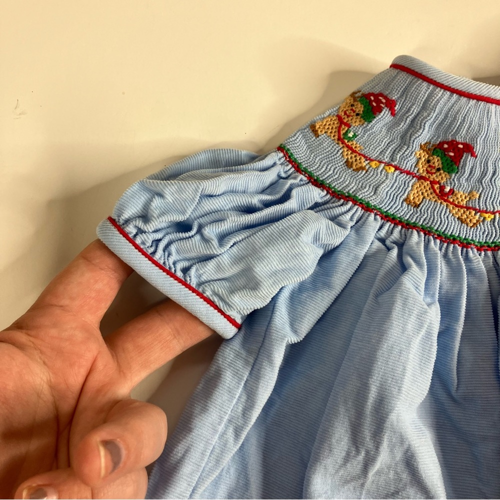 Marco & Lizzy Smocked Christmas Santa Sleigh Dress Size 6m - Picture 4 of 6